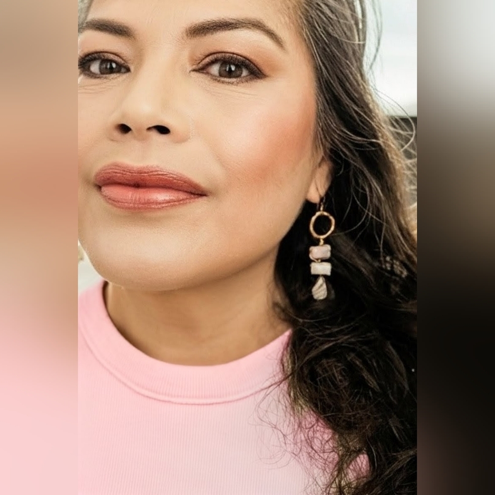 Whispers From Andes Genuine Pink Peruvian Opals In Antique Copper Drop Earrings - Picture 10 of 10